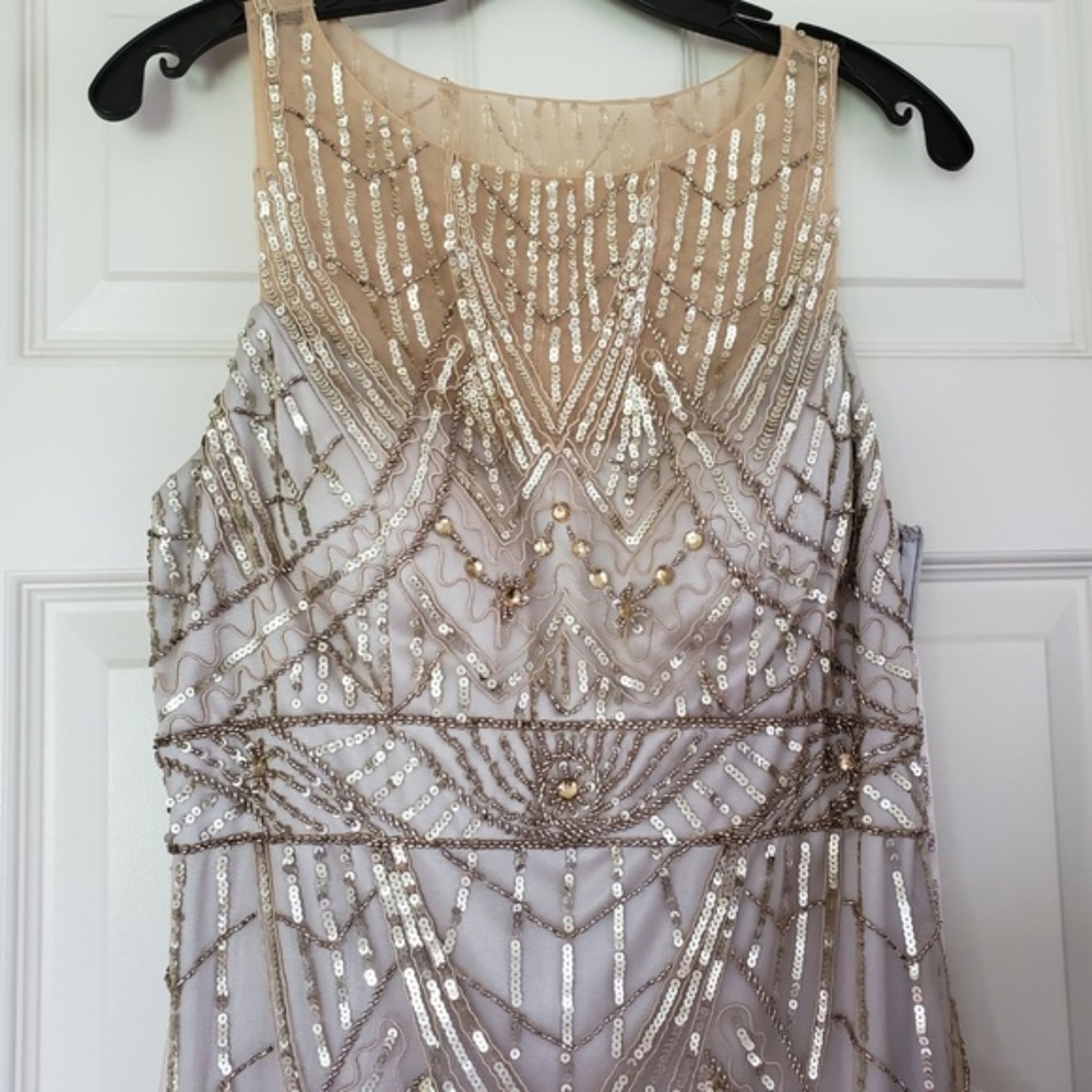 Rare Sue Wong beaded feather dress